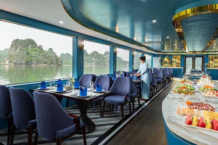 Luxury Halong Bay day cruise with limestone karsts, buffet lunch, and onboard relaxation, photo 14 | wizardtrip