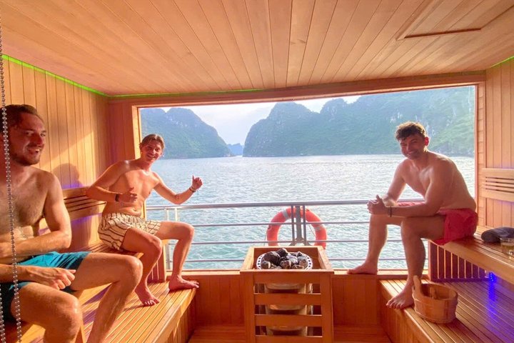 Luxury Halong Bay day cruise with limestone karsts, buffet lunch, and onboard relaxation, photo 26 | wizardtrip
