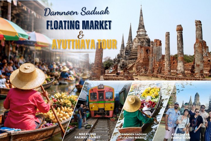 Marché flottant de Damnoen Saduak et Tour d'Ayutthaya depuis Bangkok | wizardtrip
