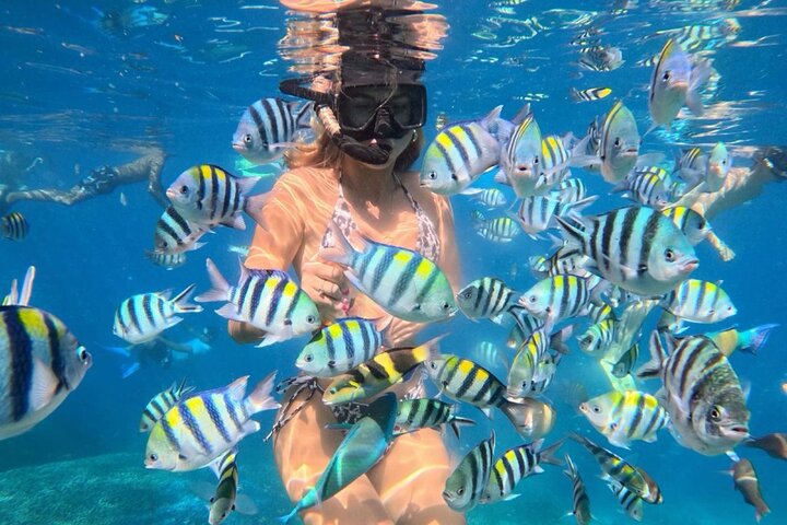 Snorklingsäventyr i det klara vattnet vid Balis Blue Lagoon Beach med livligt marint liv, foto 6 | wizardtrip