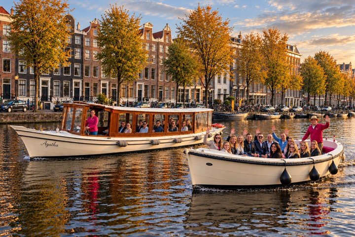 Enjoy a scenic 90-minute canal cruise through Amsterdam's historic waterways on an open boat, photo 1 | wizardtrip