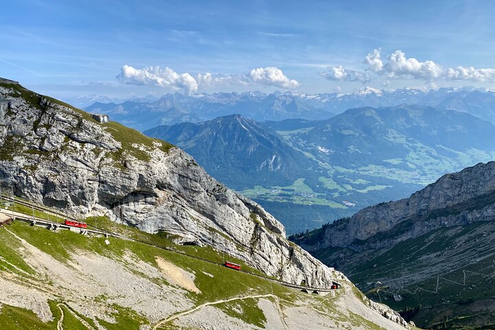Scenic views of Mount Pilatus and Lake Lucerne during a small group tour from Lucerne, Switzerland, photo 12 | wizardtrip