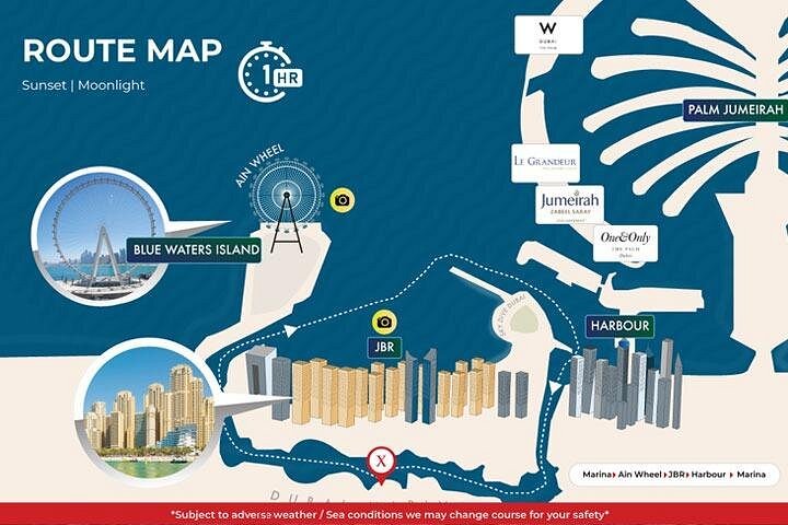 Un yacht de luxe navigue dans la Marina de Dubaï, présentant le paysage urbain et Ain Dubai, photo 16 | wizardtrip