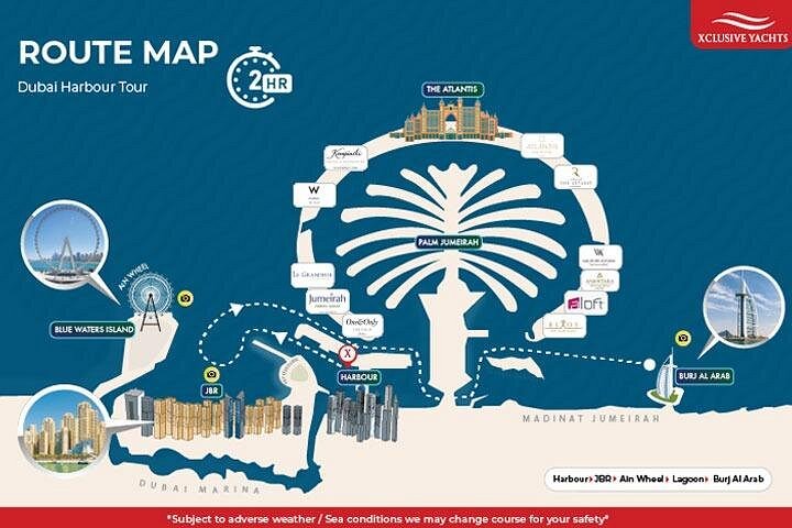 Cruzeiro de iate de luxo no Dubai, mostrando marcos como o Burj Al Arab e a Palm Jumeirah, foto 16 | wizardtrip