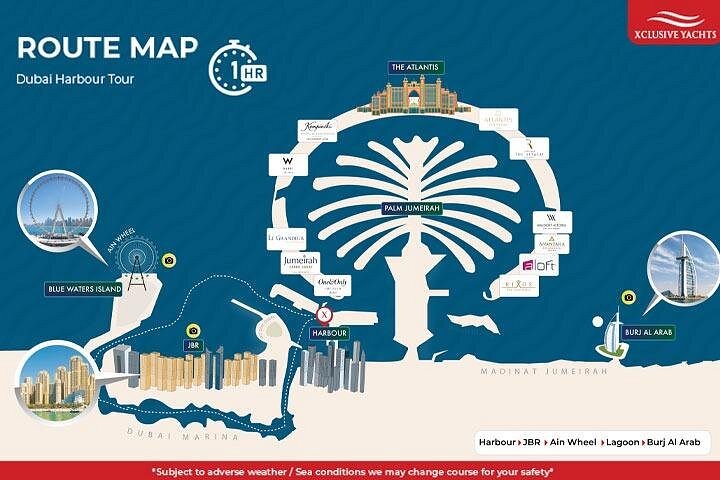 Cruzeiro de iate de luxo no Dubai, mostrando marcos como o Burj Al Arab e a Palm Jumeirah, foto 17 | wizardtrip