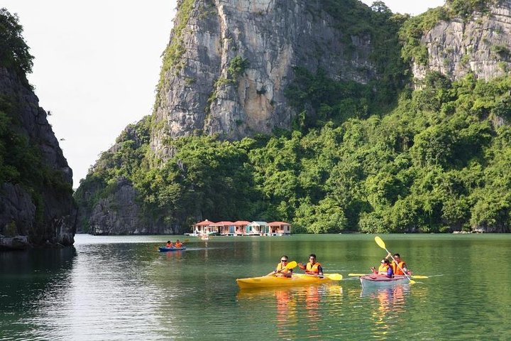Overnight cruise adventure in Halong Bay, Vietnam, featuring limestone karsts, kayaking, and onboard dining, photo 18 | wizardtrip