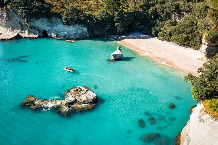 Passeio panorâmico de barco explorando a Cathedral Cove e a costa vulcânica de Whitianga, Nova Zelândia, foto 12 | wizardtrip