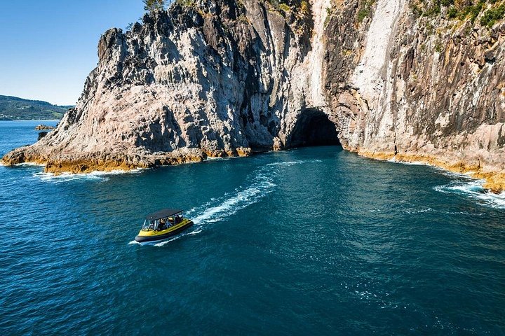 Passeio panorâmico de barco explorando a Cathedral Cove e a costa vulcânica de Whitianga, Nova Zelândia, foto 17 | wizardtrip