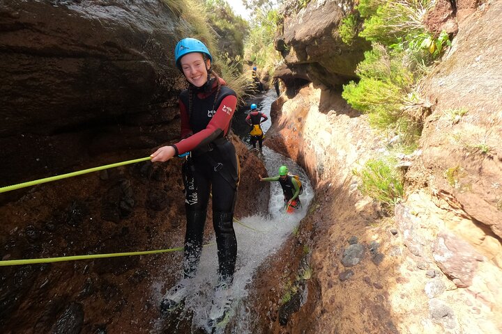 Beginner canyoning adventure in Madeira with rappels, jumps, and slides in a natural park, photo 28 | wizardtrip