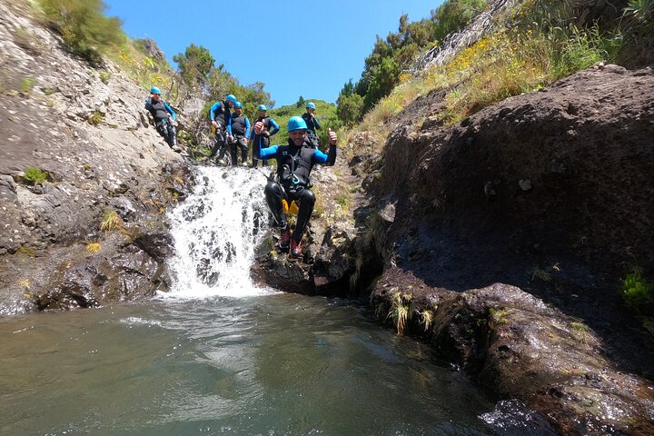 Beginner canyoning adventure in Madeira with rappels, jumps, and slides in a natural park, photo 33 | wizardtrip