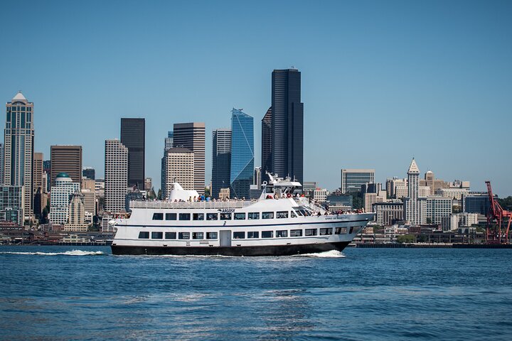 Naturskön hamnkryssning i Seattle med utsikt över stadens silhuett, berg och strandlinje, foto 7 | wizardtrip