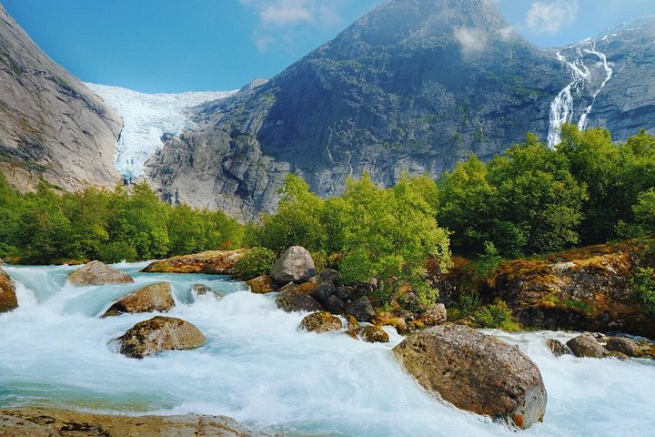 Schilderachtige excursie naar de Briksdal-gletsjer vanuit Olden, Noorwegen, met gletsjers, meren en watervallen, foto 6 | wizardtrip