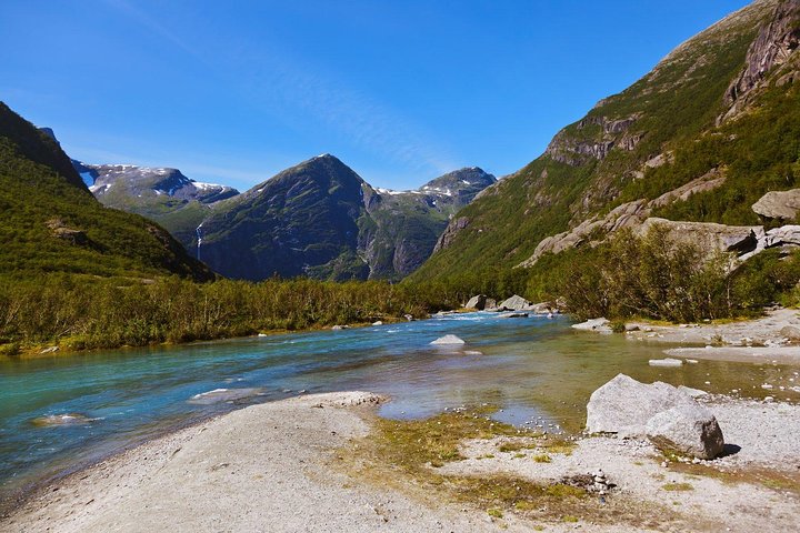 Schilderachtige excursie naar de Briksdal-gletsjer vanuit Olden, Noorwegen, met gletsjers, meren en watervallen, foto 7 | wizardtrip