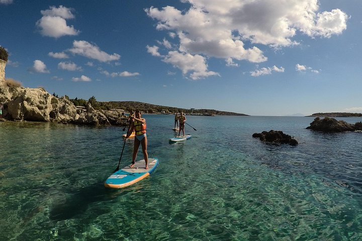 Stand-up paddleboard-eventyr i det klare vannet i Marathi Bay, Kreta, med fantastisk kystutsikt, foto 11 | wizardtrip