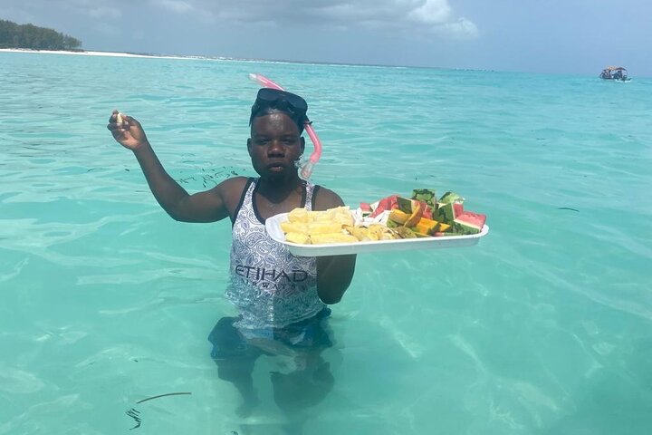 Excursión de snorkel y avistamiento de delfines alrededor de la isla Mnemba, Tanzania, con vibrante vida marina y aguas turquesas, foto 9 | wizardtrip