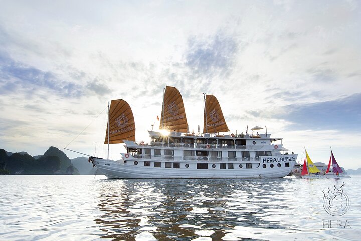 Luxury Hera Cruise navigating through the stunning karst formations of Halong Bay, Vietnam, photo 10 | wizardtrip