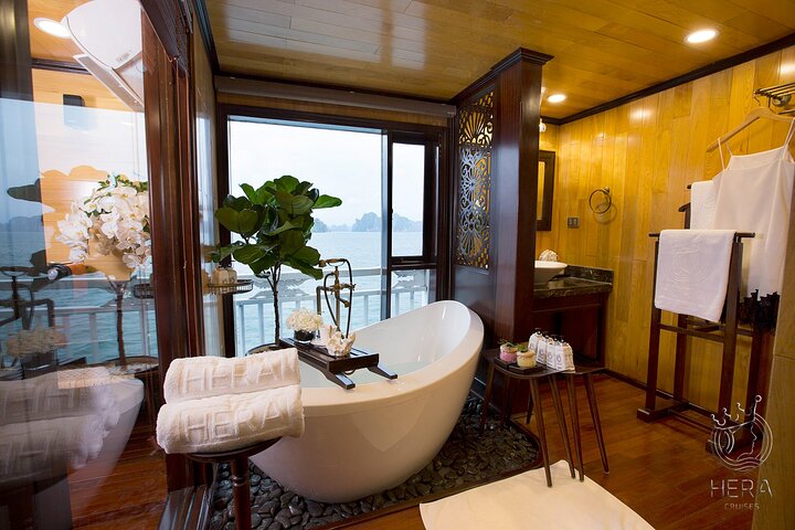Luxury Hera Cruise navigating through the stunning karst formations of Halong Bay, Vietnam, photo 19 | wizardtrip