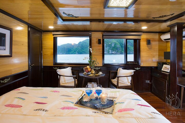 Luxury Hera Cruise navigating through the stunning karst formations of Halong Bay, Vietnam, photo 29 | wizardtrip
