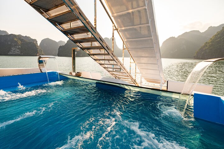 Luxury Hera Cruise navigating through the stunning karst formations of Halong Bay, Vietnam, photo 38 | wizardtrip