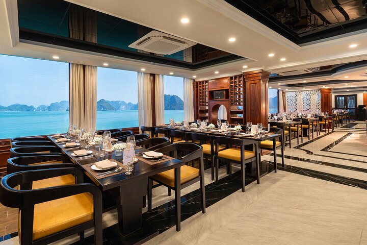 Luxury Hera Cruise navigating through the stunning karst formations of Halong Bay, Vietnam, photo 48 | wizardtrip