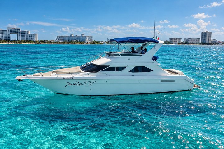 Luxury private yacht rental in Cancun with crew, offering Caribbean sea tours and water activities, photo 6 | wizardtrip