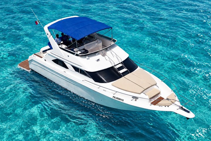 Luxury private yacht rental in Cancun with crew, offering Caribbean sea tours and water activities, photo 8 | wizardtrip
