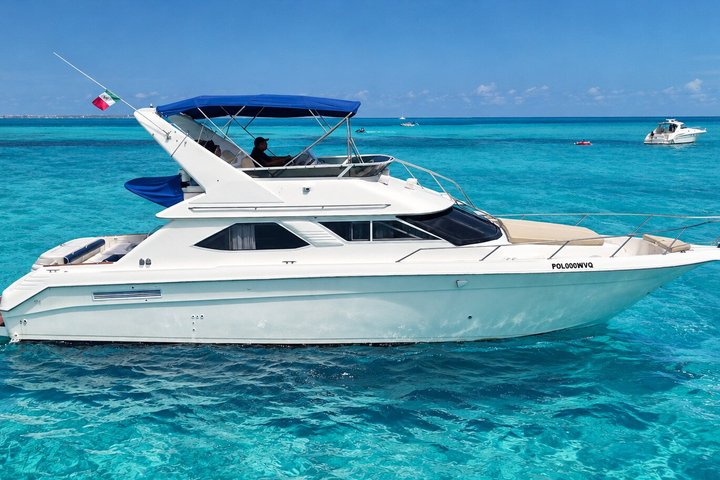Luxury private yacht rental in Cancun with crew, offering Caribbean sea tours and water activities, photo 9 | wizardtrip