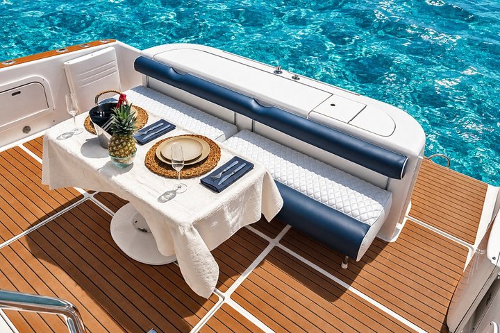 Luxury private yacht rental in Cancun with crew, offering Caribbean sea tours and water activities, photo 14 | wizardtrip