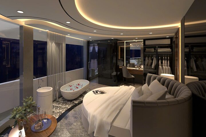 Lujoso crucero nocturno en la Bahía de Halong, Vietnam, con karsts de piedra caliza y aguas esmeralda, foto 33 | wizardtrip