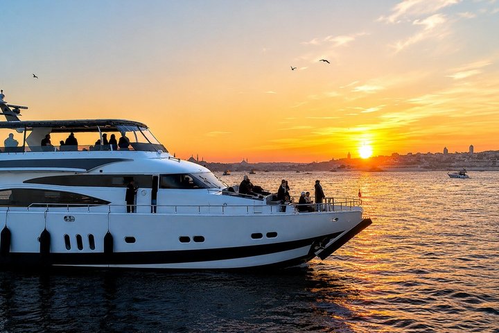 Croisière au coucher du soleil sur le Bosphore à Istanbul en yacht de luxe | wizardtrip
