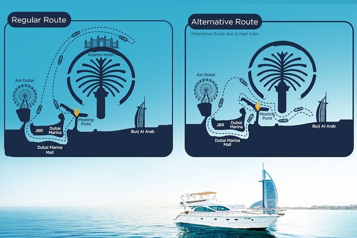 Lyxig yachtkryssning vid solnedgången i Dubai Marina, med utsikt över stadens skyline och ikoniska landmärken, foto 12 | wizardtrip