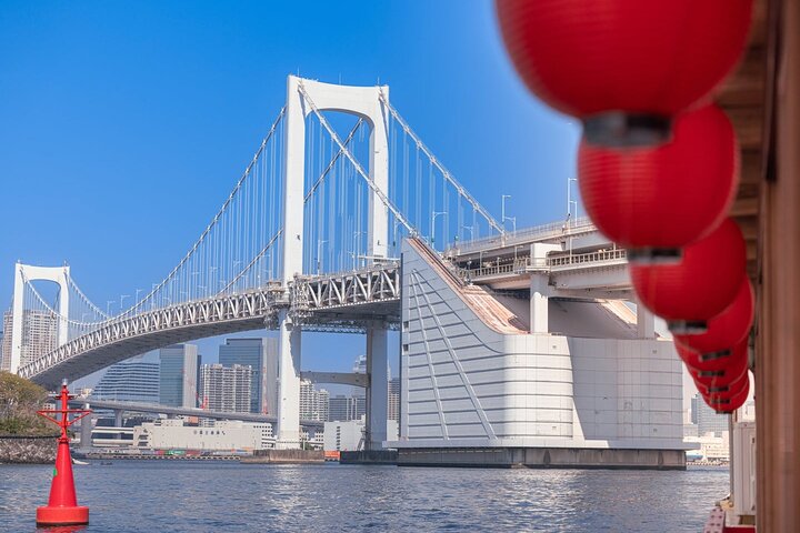 Traditional Japanese Yakatabune houseboat cruise in Tokyo Bay with city skyline views, photo 14 | wizardtrip