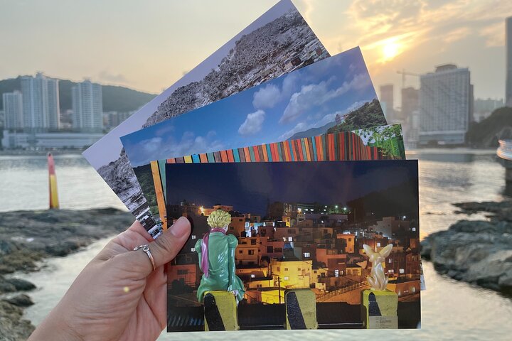 Eine lebendige Collage, die Busans vielfältige Attraktionen zeigt, darunter Küstentempel, farbenfrohe Dörfer und geschäftige Märkte, Foto 31 | wizardtrip