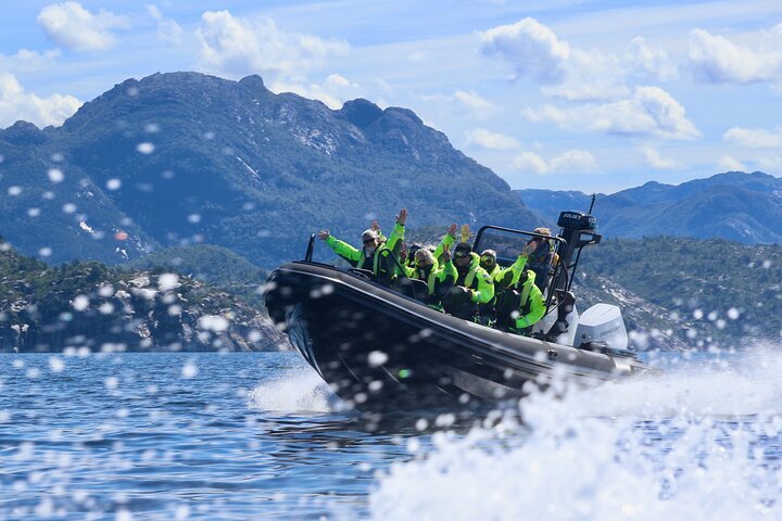 Spannende RIB-boottour door de Noorse Lysefjord, met dramatische kliffen en de Preikestolen nabij Stavanger, foto 8 | wizardtrip