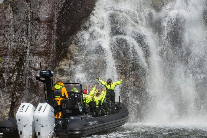 Spannende RIB-boottour door de Noorse Lysefjord, met dramatische kliffen en de Preikestolen nabij Stavanger, foto 23 | wizardtrip