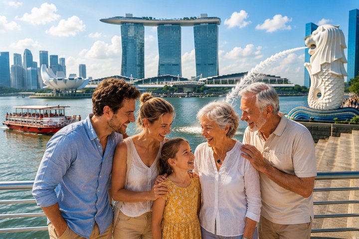 Singapore River cruise på natten med stadssilhuett och ljusshower, foto 6 | wizardtrip
