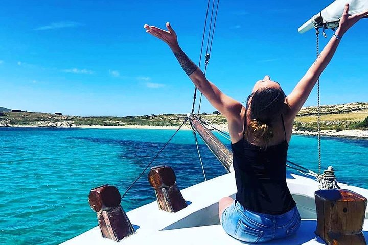 Un crucero escénico en barco desde Mykonos a las islas de Rhenia y Delos, con natación y barbacoa, foto 6 | wizardtrip