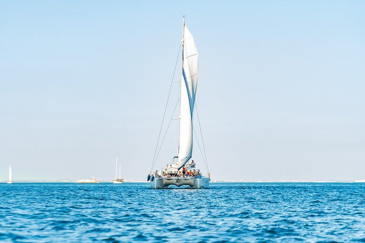 Catamaran cruise op de Taag in Lissabon, Portugal, met zichtbare stadsbezienswaardigheden, foto 23 | wizardtrip