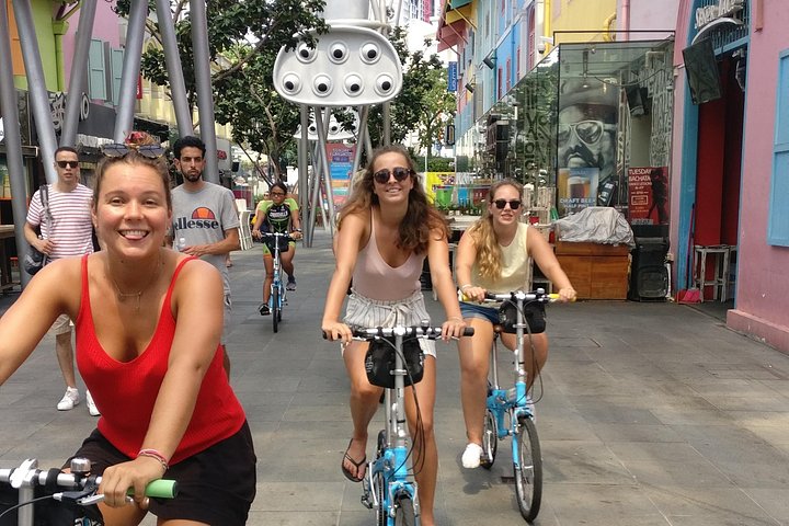 En gruppe syklister som utforsker Singapores livlige gater og landemerker på en guidet sykkeltur, foto 8 | wizardtrip
