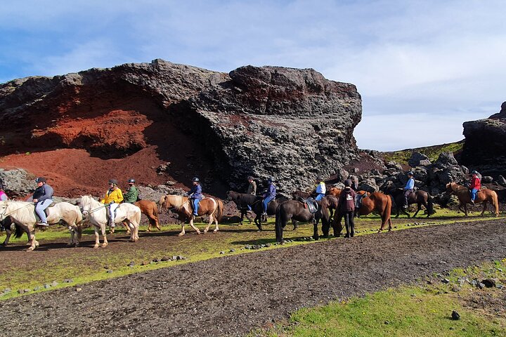 Balade à cheval à travers les champs de lave rouge et les paysages moussus de l'Islande, photo 8 | wizardtrip