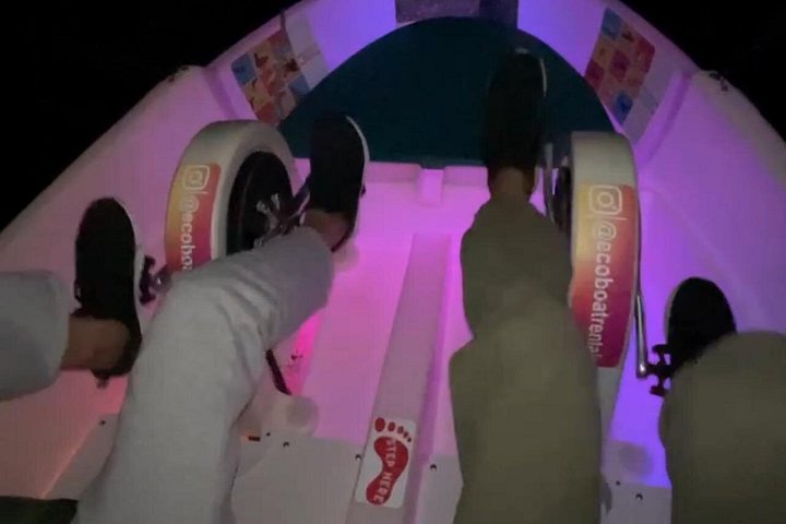 Nattlig pedalbåtutleie i San Diego Bay med neonlys og utsikt over byens skyline, foto 7 | wizardtrip