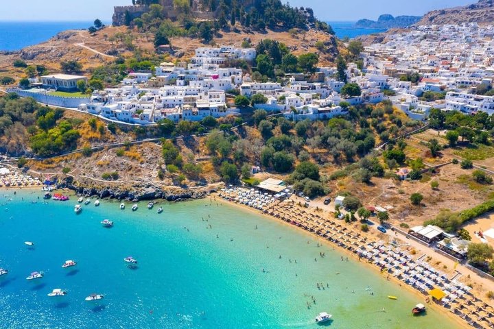 Lindos Relaxing Cruise: "Santorini-style" Village & 2 Swim Stops | wizardtrip