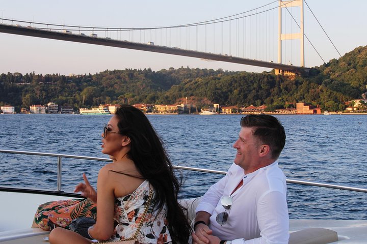 Luxury yacht cruise on Istanbul's Bosphorus at sunset, offering city views and refreshments, photo 17 | wizardtrip