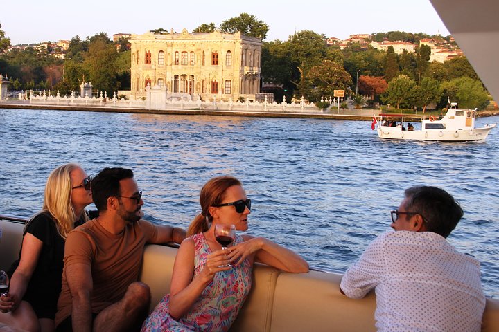 Luxury yacht cruise on Istanbul's Bosphorus at sunset, offering city views and refreshments, photo 22 | wizardtrip