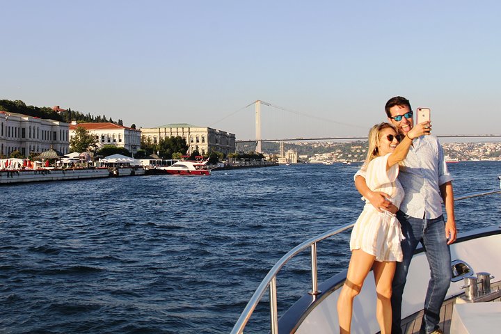 Luxury yacht cruise on Istanbul's Bosphorus at sunset, offering city views and refreshments, photo 24 | wizardtrip
