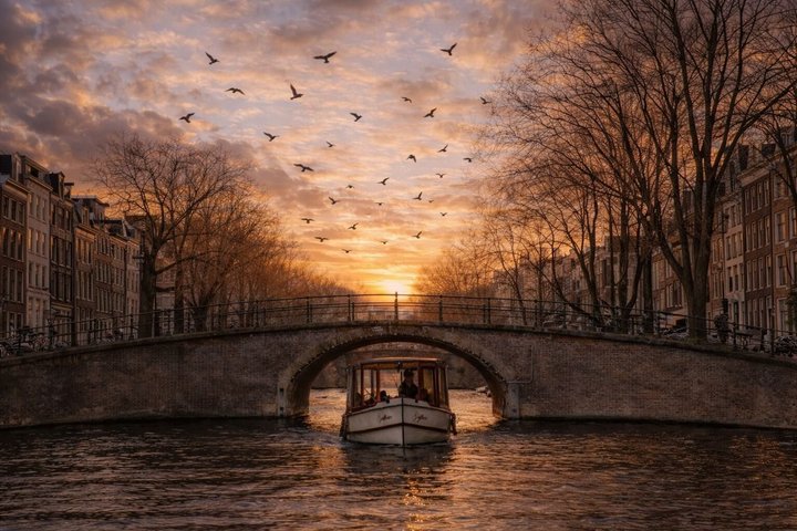 Croisière sur les canaux d'Amsterdam en soirée avec guide et bar | wizardtrip