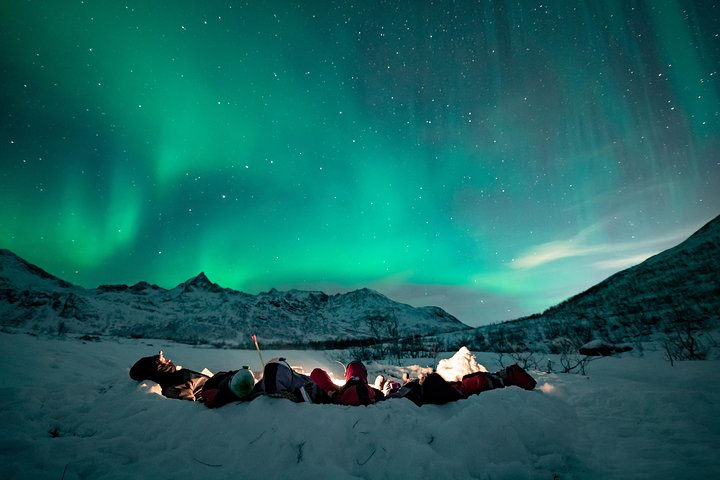 Chasse aux aurores boréales à Tromsø avec feu de camp, repas, combinaison d'hiver et photos | wizardtrip