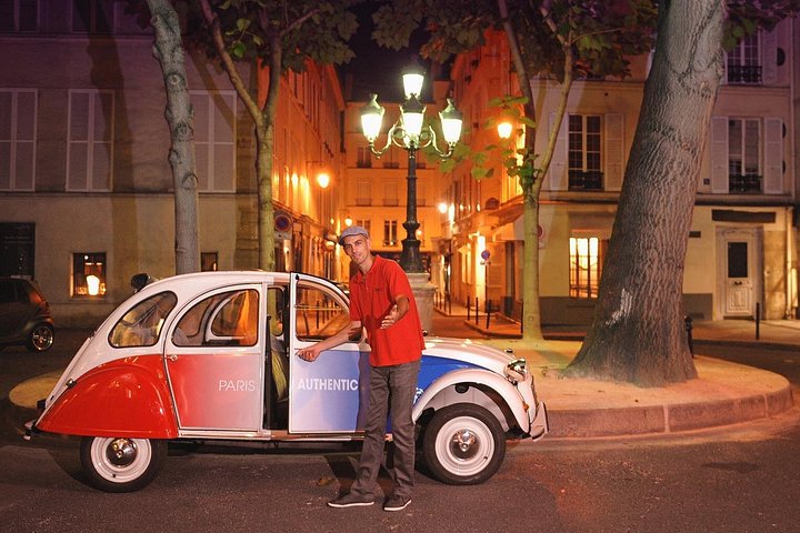 Tour notturno dei monumenti di Parigi, tra cui la Torre Eiffel e Montmartre, in un'auto 2CV d'epoca con Champagne, foto 10 | wizardtrip